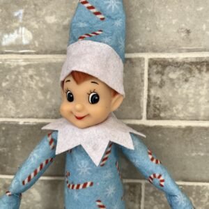 Christmas Cadets Blue Candy Cane Print Boy Elf Doll, Holiday Elves