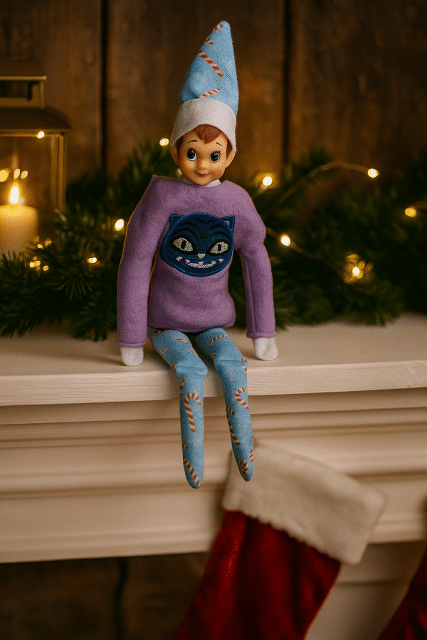 Purple Elf Sweater, Embroidered Elf Shirt, Fits Standard Size Elf Dolls - Image 3